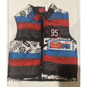Disney Pixar Cars Lightning McQueen Puffer Vest Red Black Toddler 18M